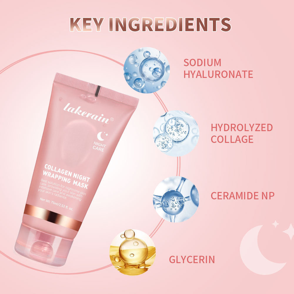 Lakerain Collagen Tear And Pull Night Cream Facial Mask Hydrating